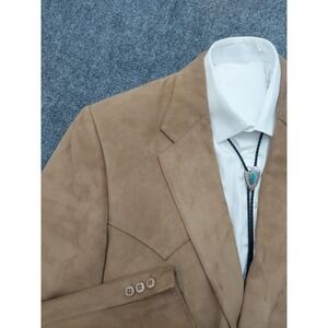 Circle S Western Blazer Jacket Mens 46 L Brown Faux Suede Cowboy Rockabilly